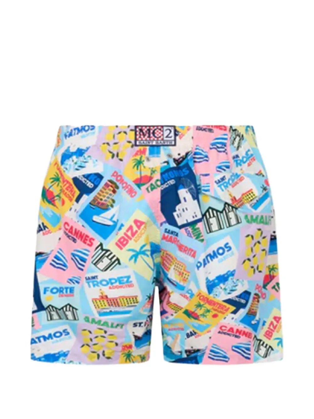  Mc2 Saint Barth Lighting Postcard-print Swim Shorts - Bleu 