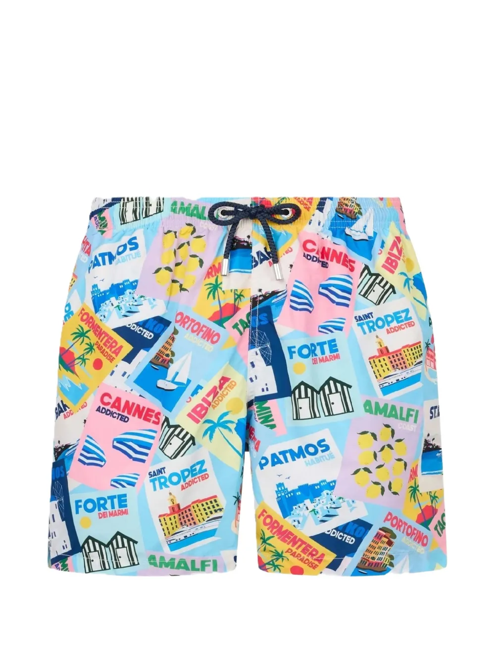 MC2 Saint Barth Lighting postcard-print swim shorts Blauw