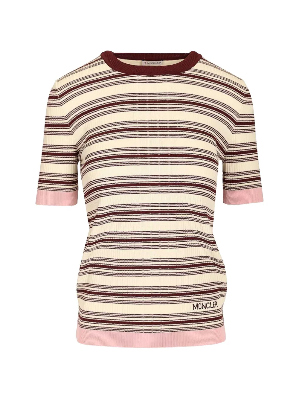 MONCLER striped ribbed-knit T-shirt - Nude