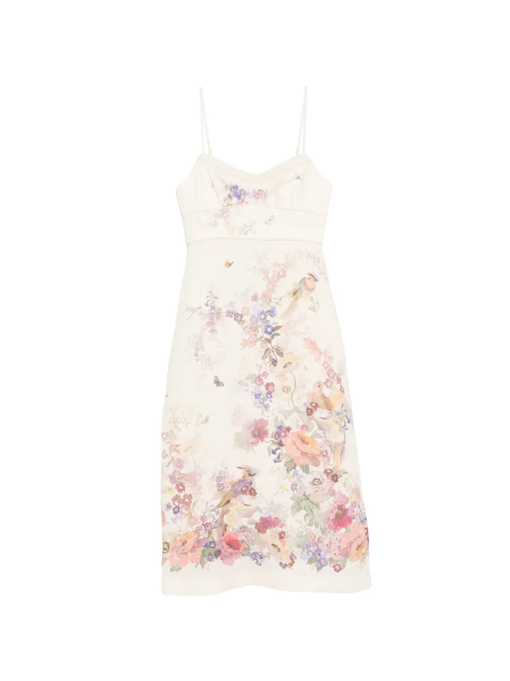 ZIMMERMANN floral-print pleated-neckline dress - Toni neutri