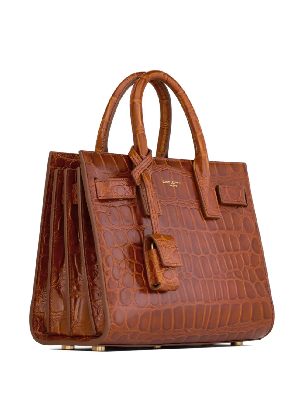 Saint Laurent Sac de Jour shopper met krokodillen-reliëf Bruin