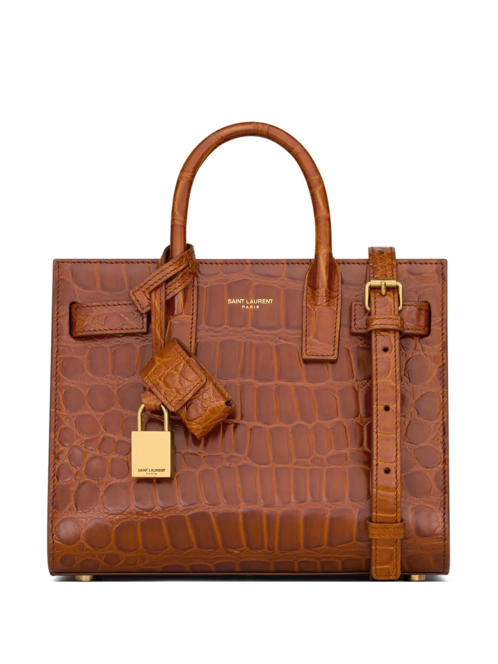 Saint Laurent nano Sac De Jour crocodile-effect leather tote bag - Braun