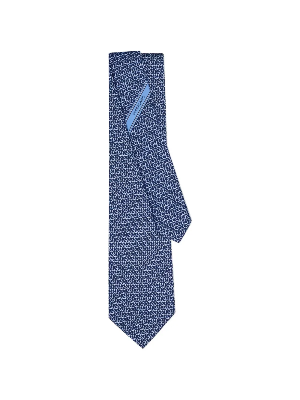 Ferragamo Gancini-print silk tie - Blau