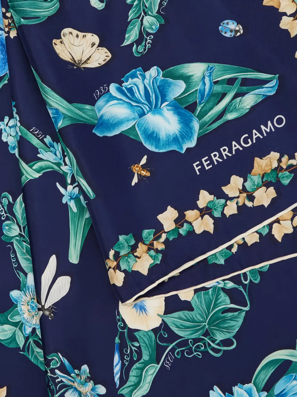 Ferragamo Eden zijden sjaal met schoenen-print Blauw