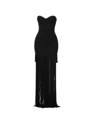 elisabetta franchi red and blue fringe dress Abito Red Carpet Sky Blue Elisabetta Franchi – FerrarisBoutique main image 0