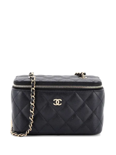 CHANEL Pre-Owned Classic Vanity Case with Chain Quilted Caviar Small crossbody bag