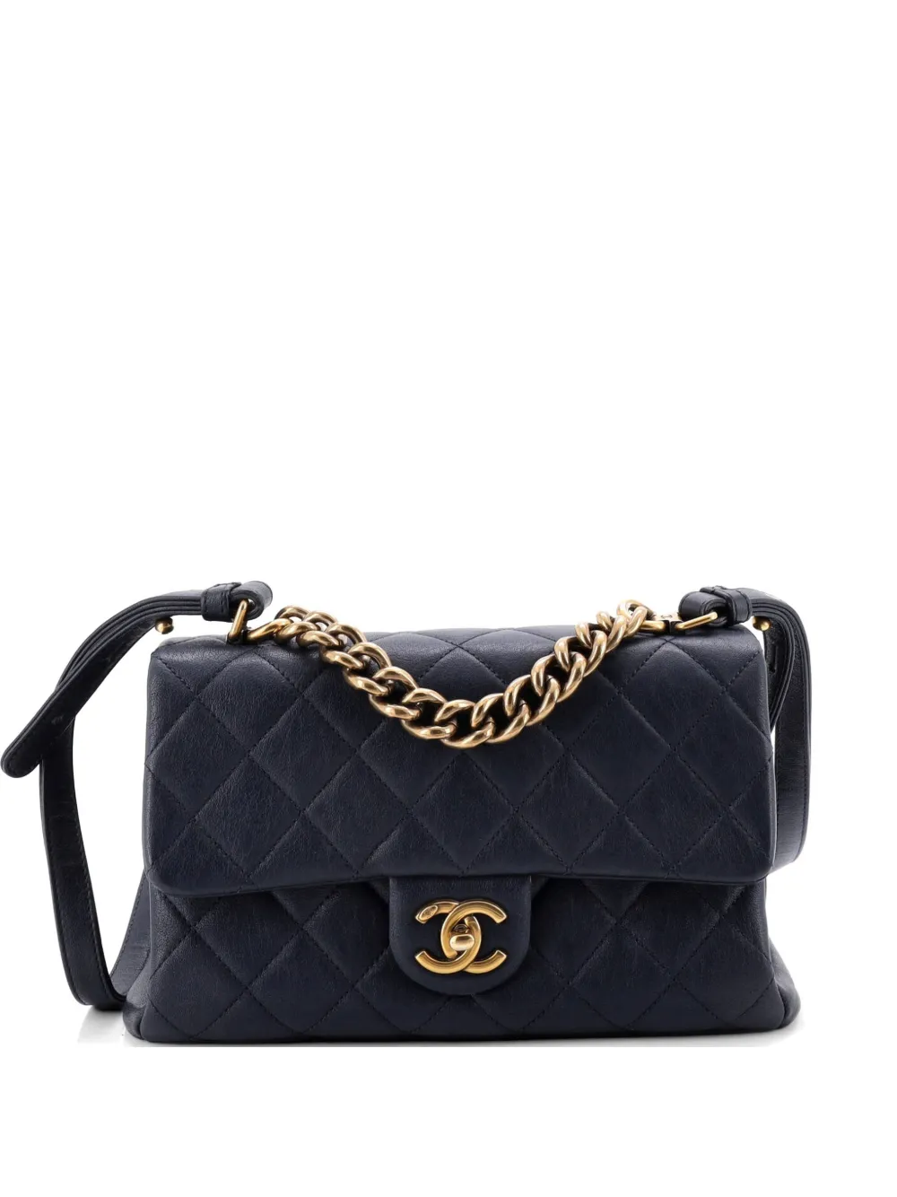 CHANEL Pre-Owned Trapezio Flap Bag Quilted Sheepskin Small crossbody bag - Blu