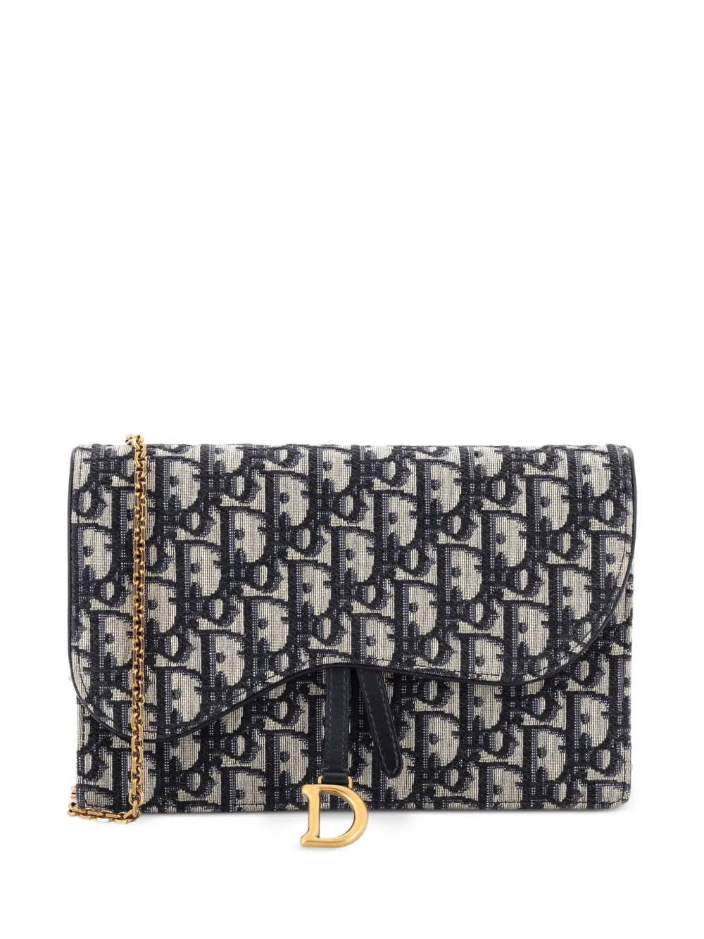Christian Dior Pre-Owned Saddle Chain Oblique Clutch aus Canvas - Blau