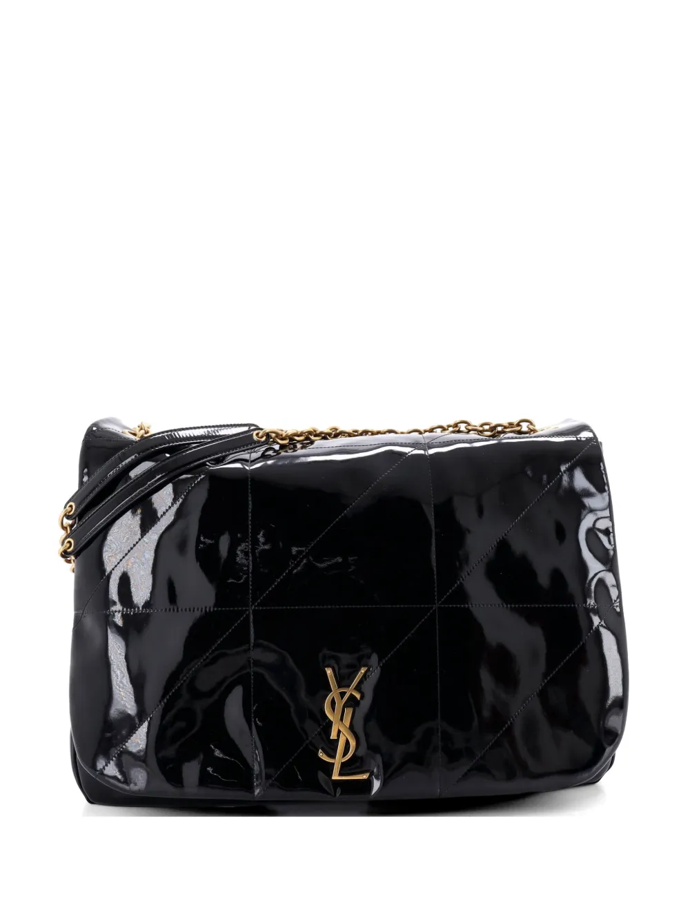 Saint Laurent Pre-Owned Große Jamie 4.3 Schultertasche aus gestepptem Lackleder - Schwarz