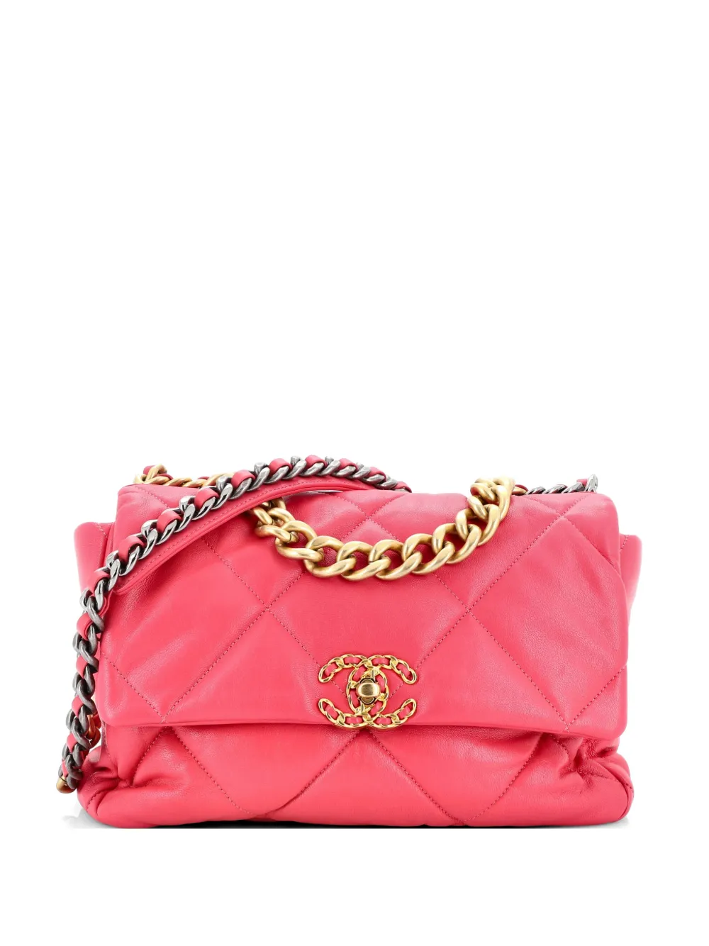 CHANEL Pre-Owned 19 Flap Bag Quilted Leather Large crossbody bag - Rosa