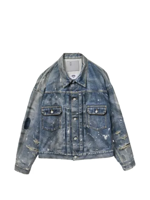 Junya Watanabe MAN paint-splatter distressed denim jacket