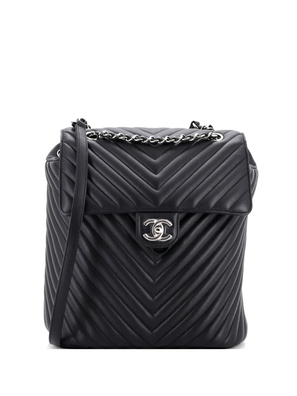 CHANEL Pre-Owned Urban Spirit Chevron Leather Large backpack - Nero