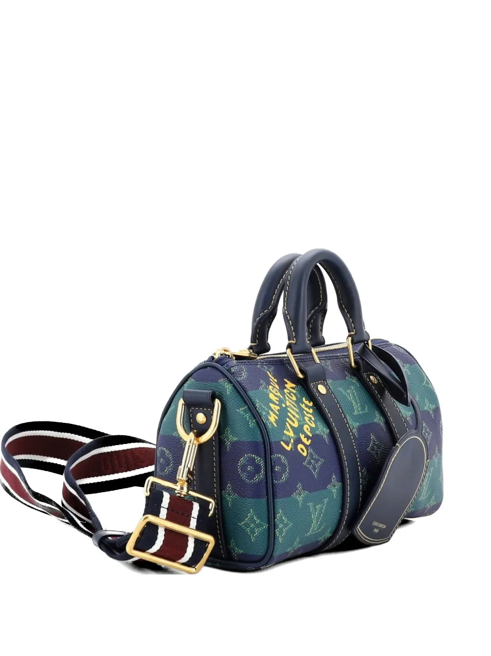 Louis Vuitton Pre-Owned Keepall Bandouliere Bag Limited Edition Marque Deposee Stripes Monogram Heritage Canvas 25 crossbody bag - Blu