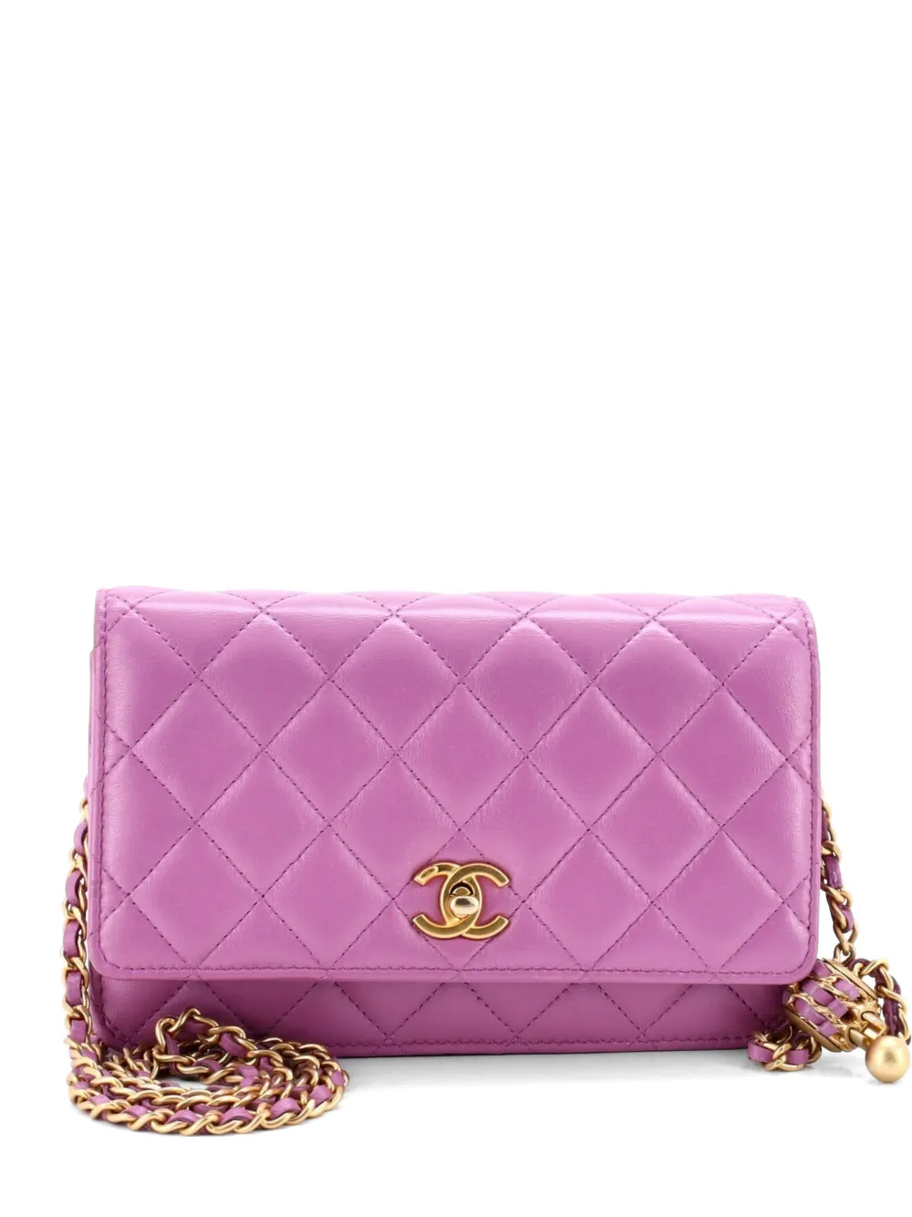 CHANEL Pre-Owned Pearl Crush Wallet On Chain Umhängetasche aus Lammleder - Violett