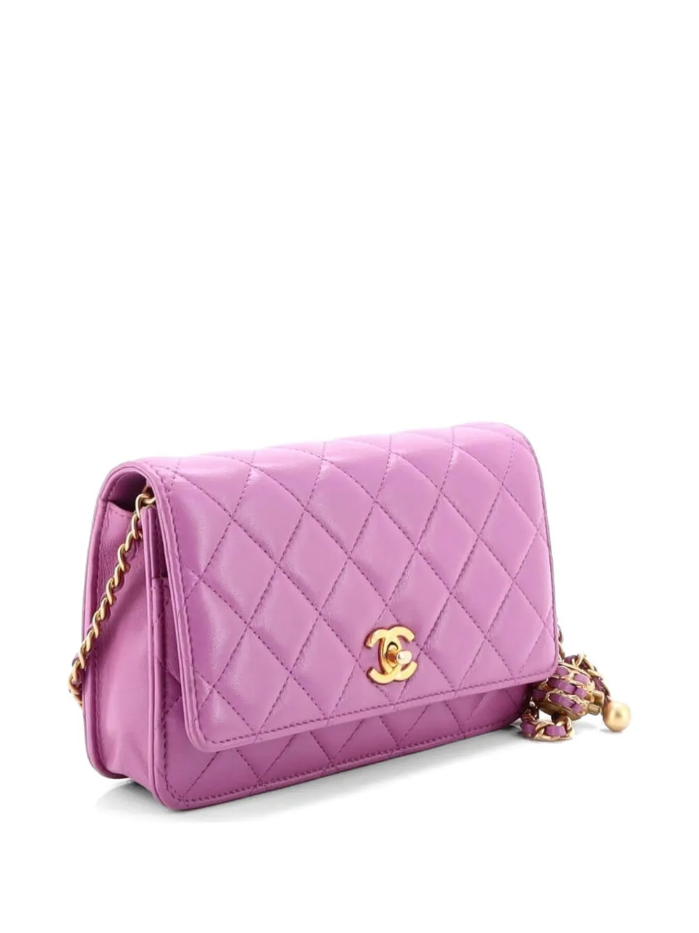  Chanel Pre-owned Bandolera Pearl Crush De Piel De Borrego Con Diseño Acolchado Y Correa De Cadena - Morado 