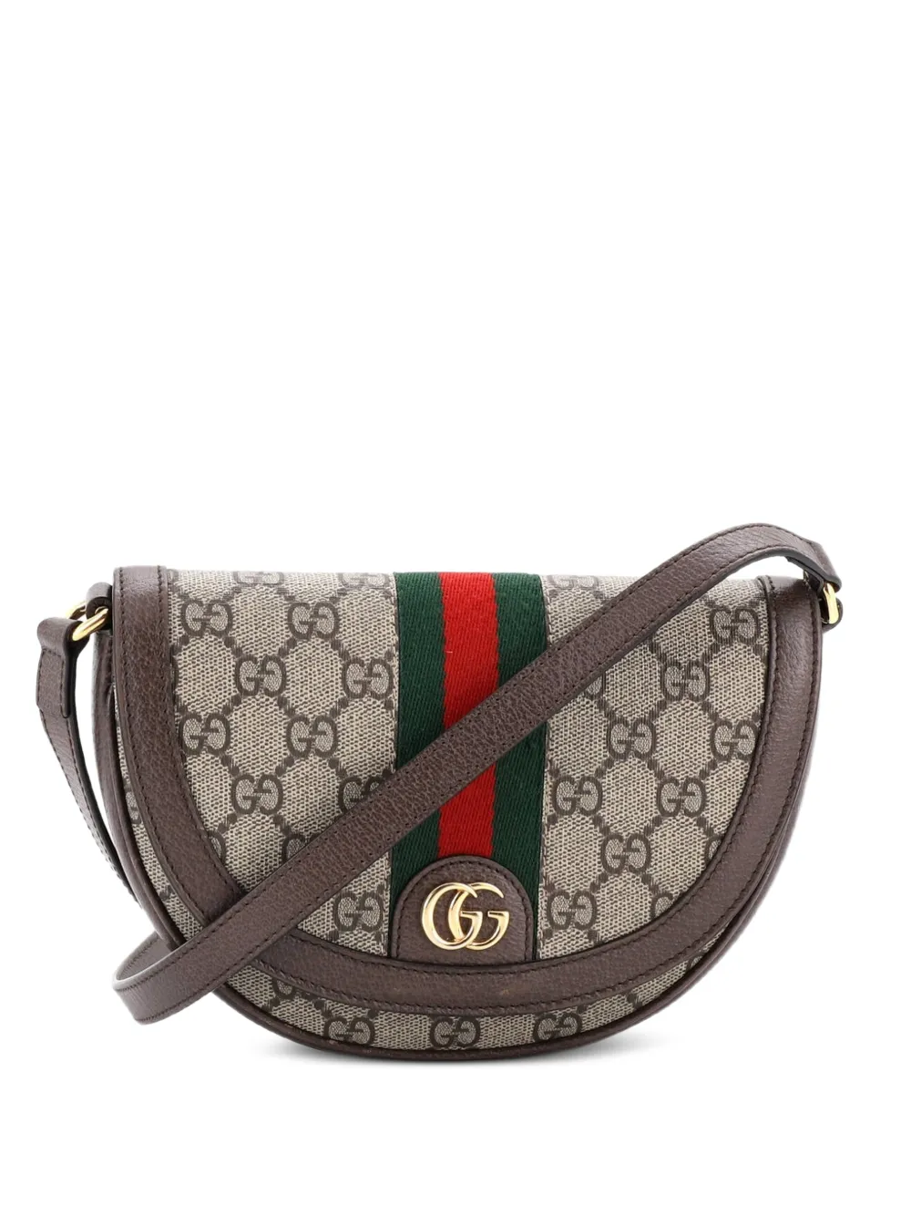 Gucci Pre-Owned Mini Ophidia Curved Flap Umhängetasche aus beschichtetem GG Canvas - Braun