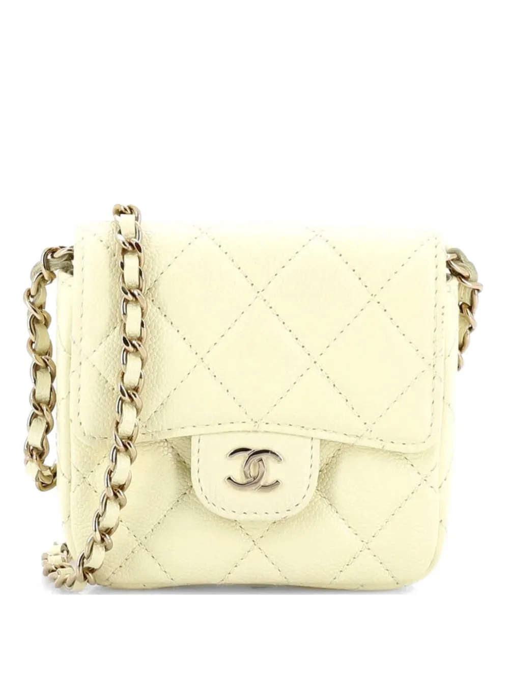 CHANEL Pre-Owned Classic Square Flap with Chain Quilted Caviar Mini clutch bag - Giallo