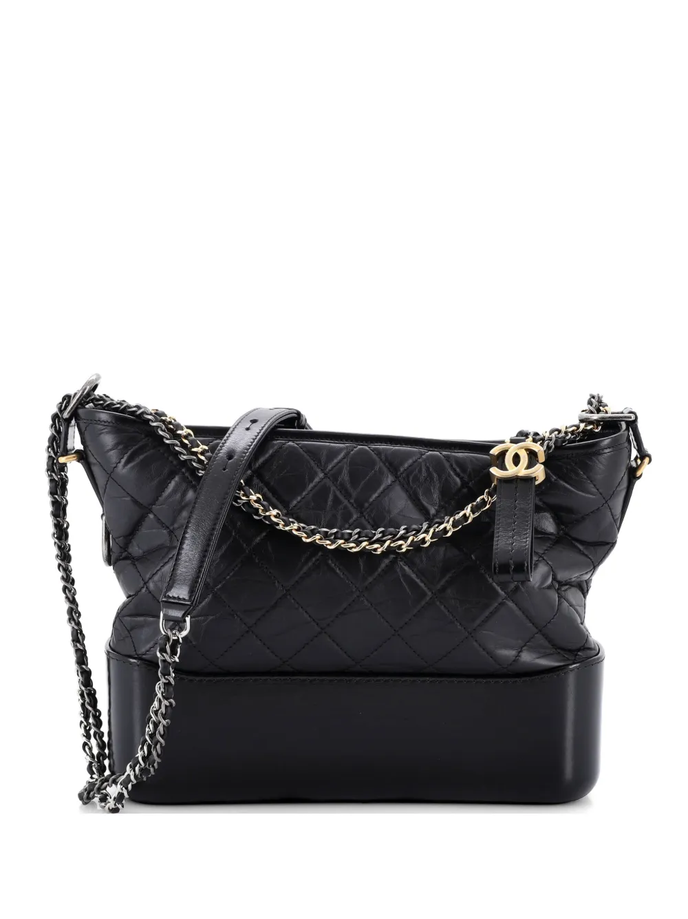 CHANEL Pre-Owned Mittelgroße Gabrielle Tasche aus gealtertem Kalbsleder - Schwarz
