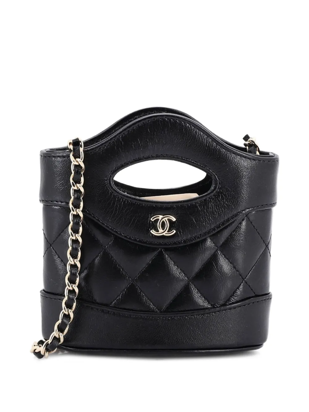 CHANEL Pre-Owned Borsa a tracolla 31 nano in pelle di vitello trapuntata con catena - Nero