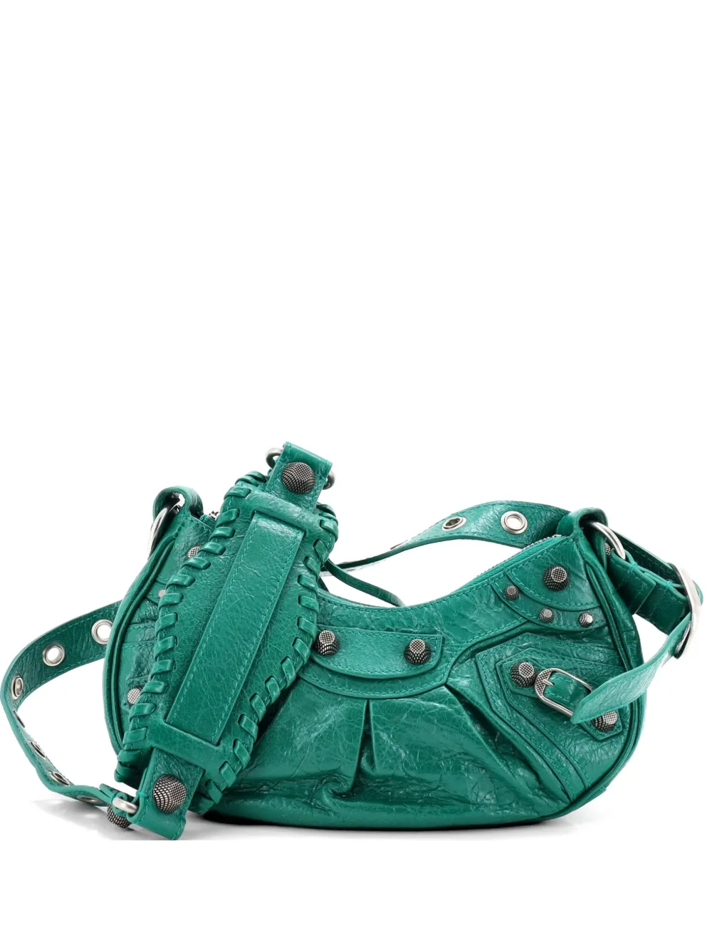 Balenciaga Pre-Owned Le Cagole Giant Studs Shoulder Bag Leather XS hobo bag - Verde