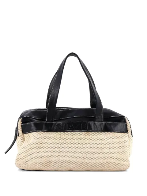 CHANEL Pre-Owned Lax Bowler Bag Leather and Woven Fabric handbag