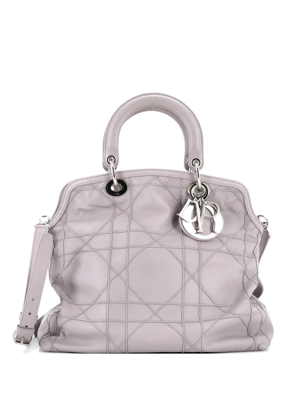 Christian Dior Pre-Owned Mittelgroße Granville Cannage Satchel-Tasche aus gestepptem Leder - Grau