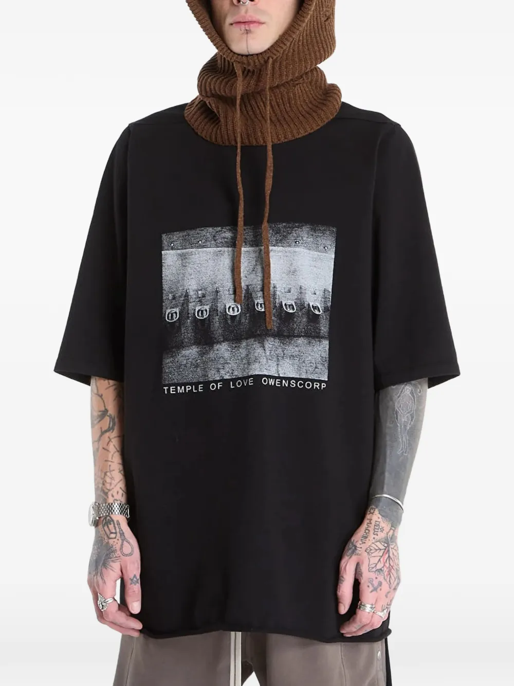 Rick Owens DRKSHDW Jumbo SS graphic-print raw-cut T-shirt - Schwarz