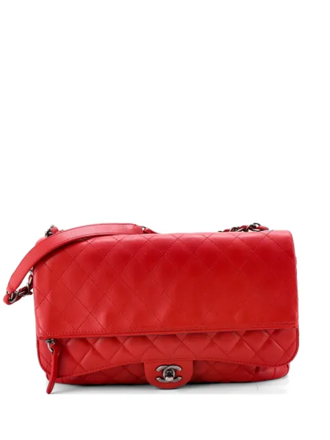 CHANEL Pre-Owned Paris-Salzburg Zip Multi Flap Bag Quilted Lambskin Large shoulder bag