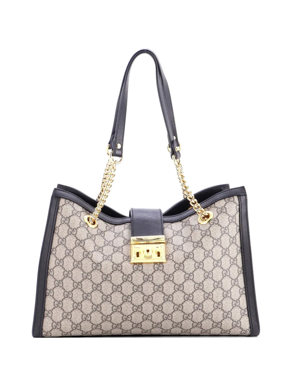 Gucci Pre-Owned Padlock Chain GG Coated Canvas with Leather Medium tote bag - Nero