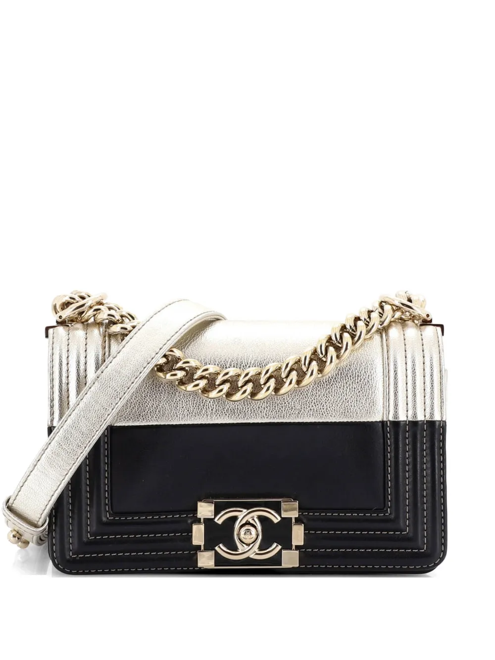 CHANEL Pre-Owned Bicolor Boy Flap Bag Calfskin Small shoulder bag - Nero