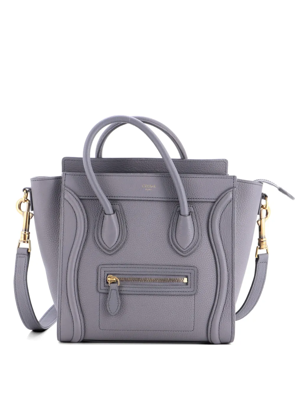 Celine Pre-Owned Luggage Bag Nano Umhängetasche aus gekörntem Leder - Grau