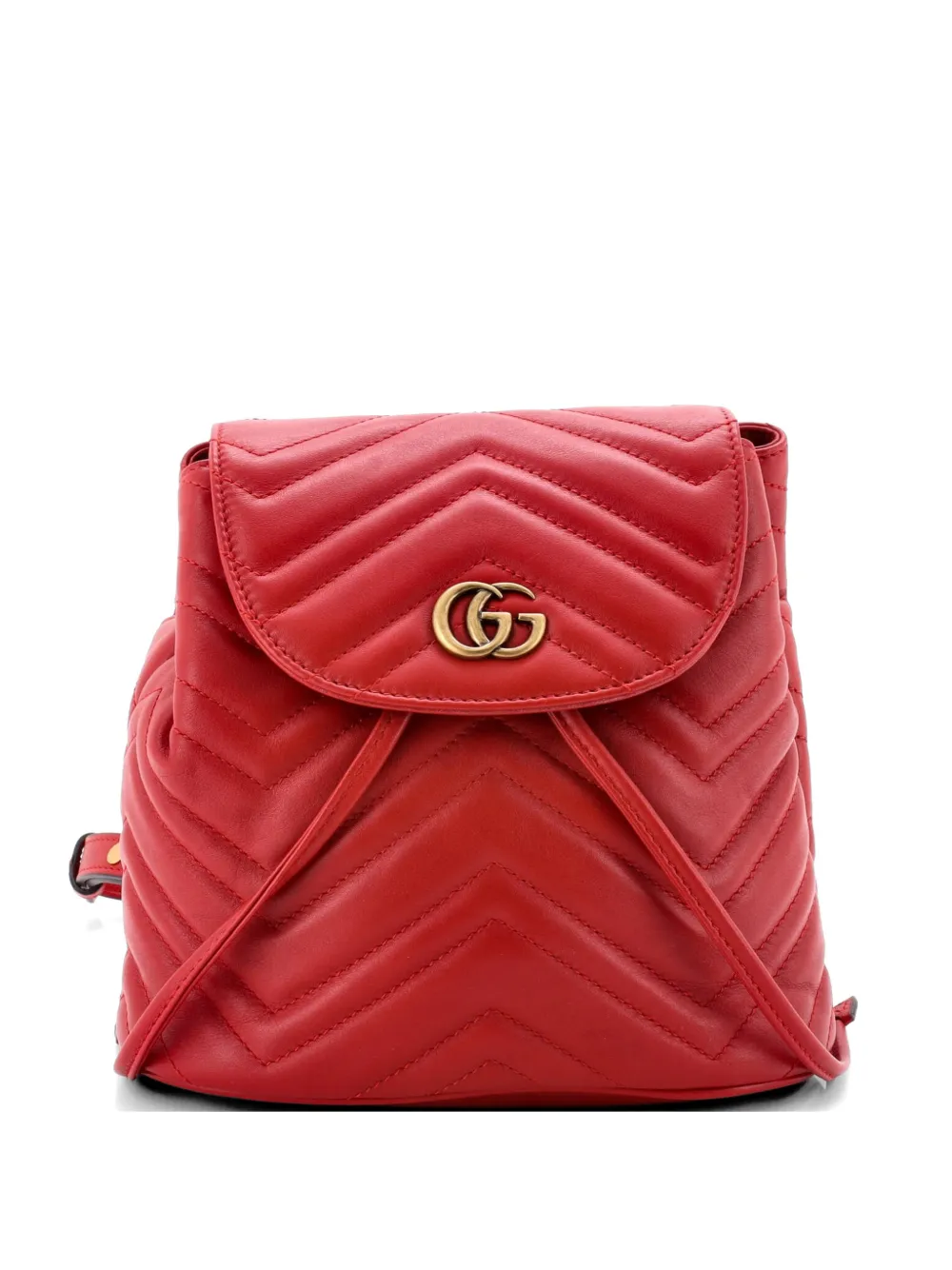 Gucci Pre-Owned GG Marmont Drawstring Matelasse Leather Mini backpack - Rosso