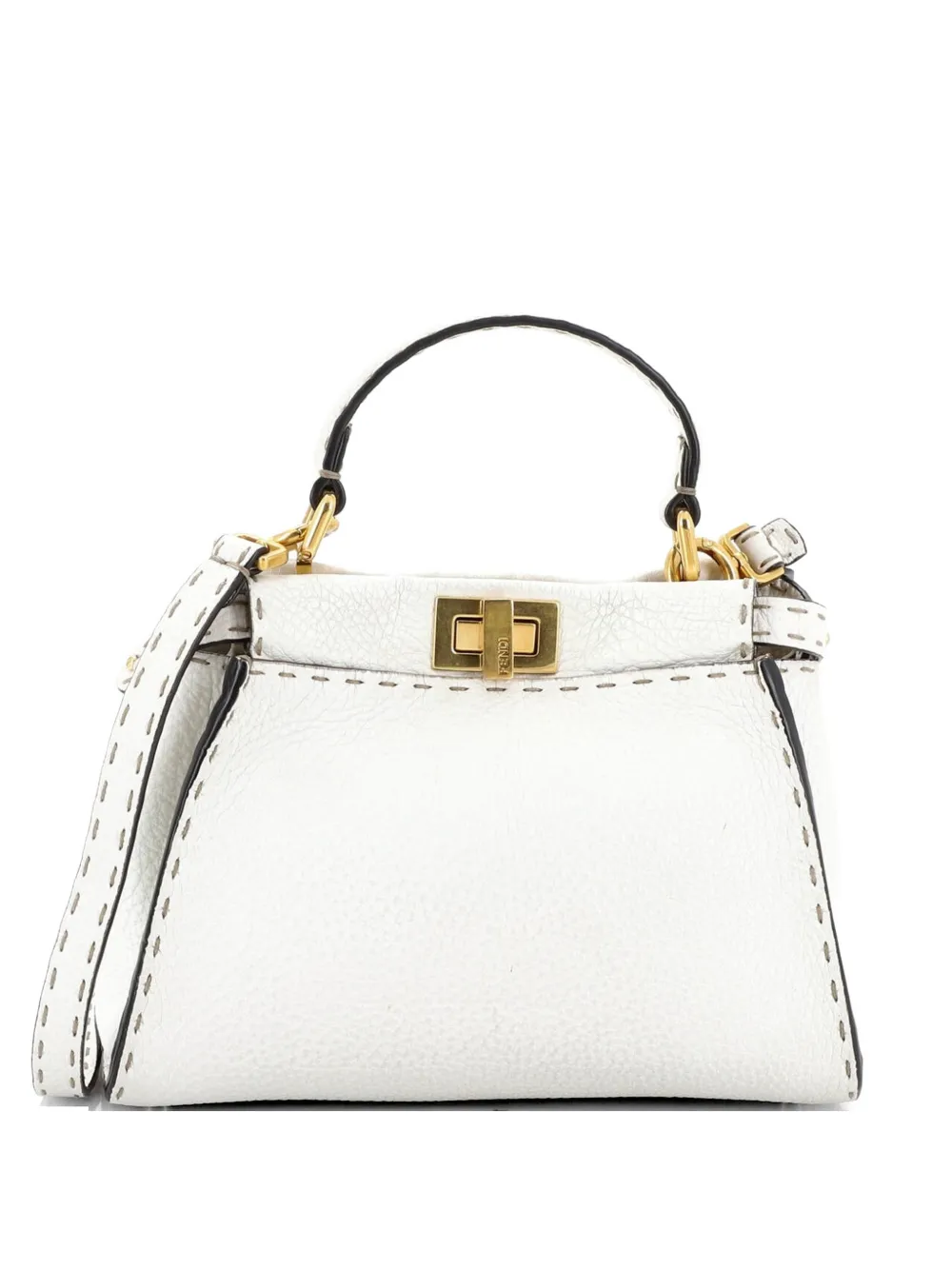 Fendi Pre-Owned Selleria Peekaboo Bag Leather Mini satchel - Bianco