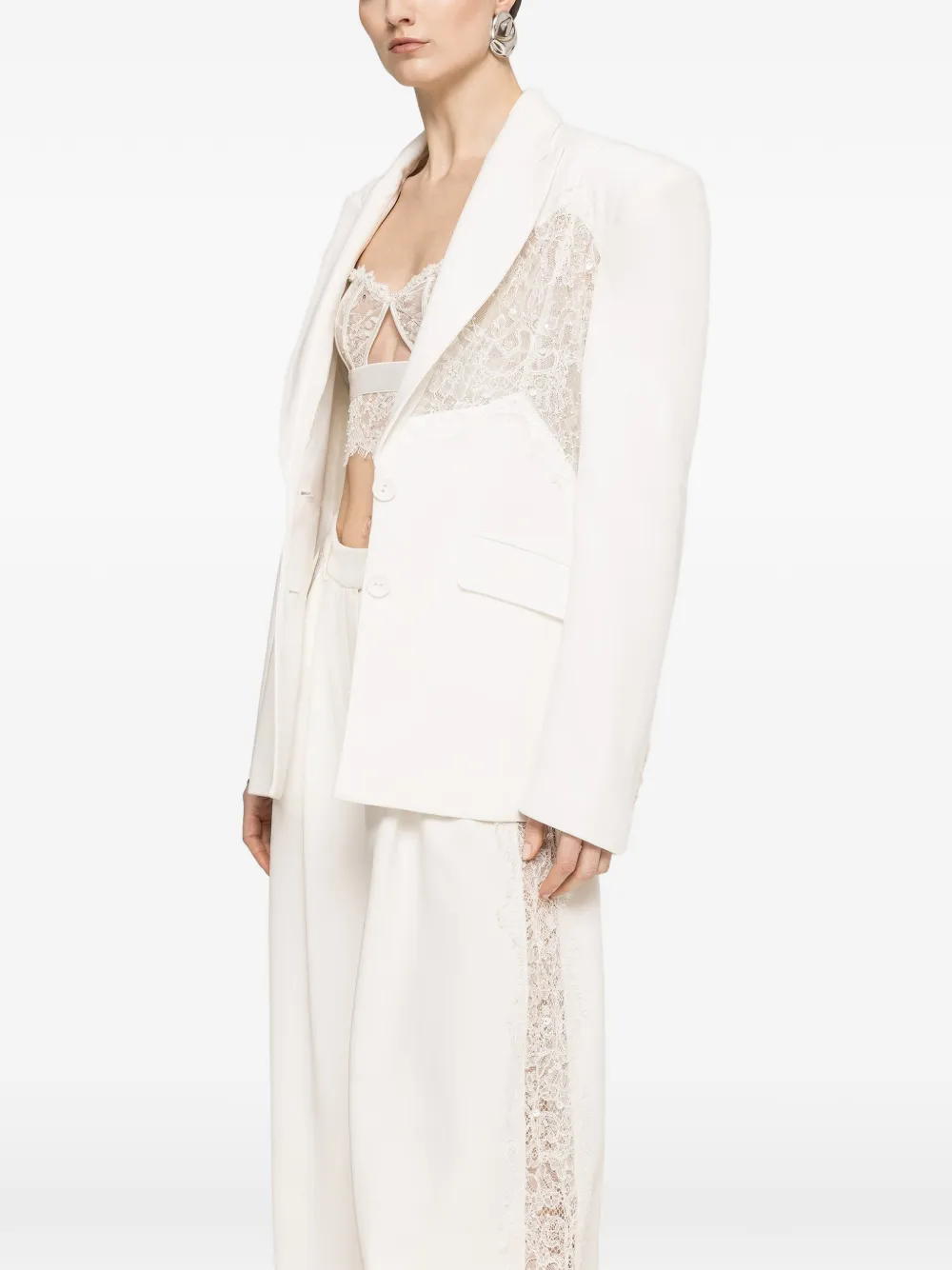 NISSA lace-insert blazer - White