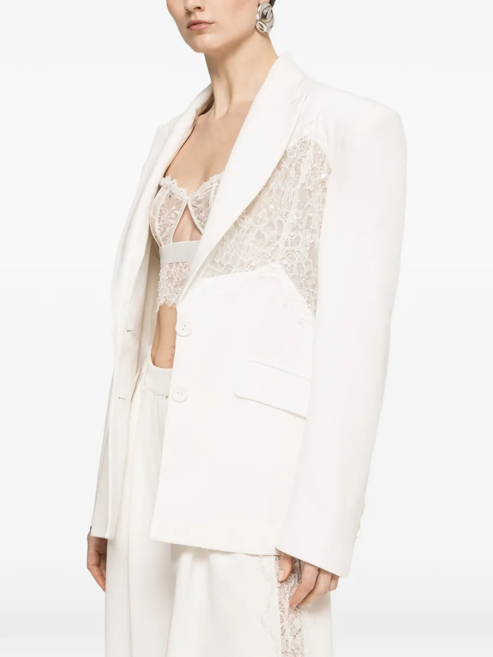 NISSA lace-insert blazer - White