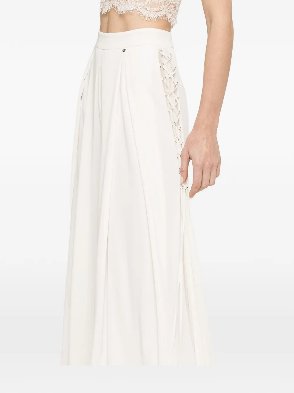 NISSA lace-up palazzo pants - White