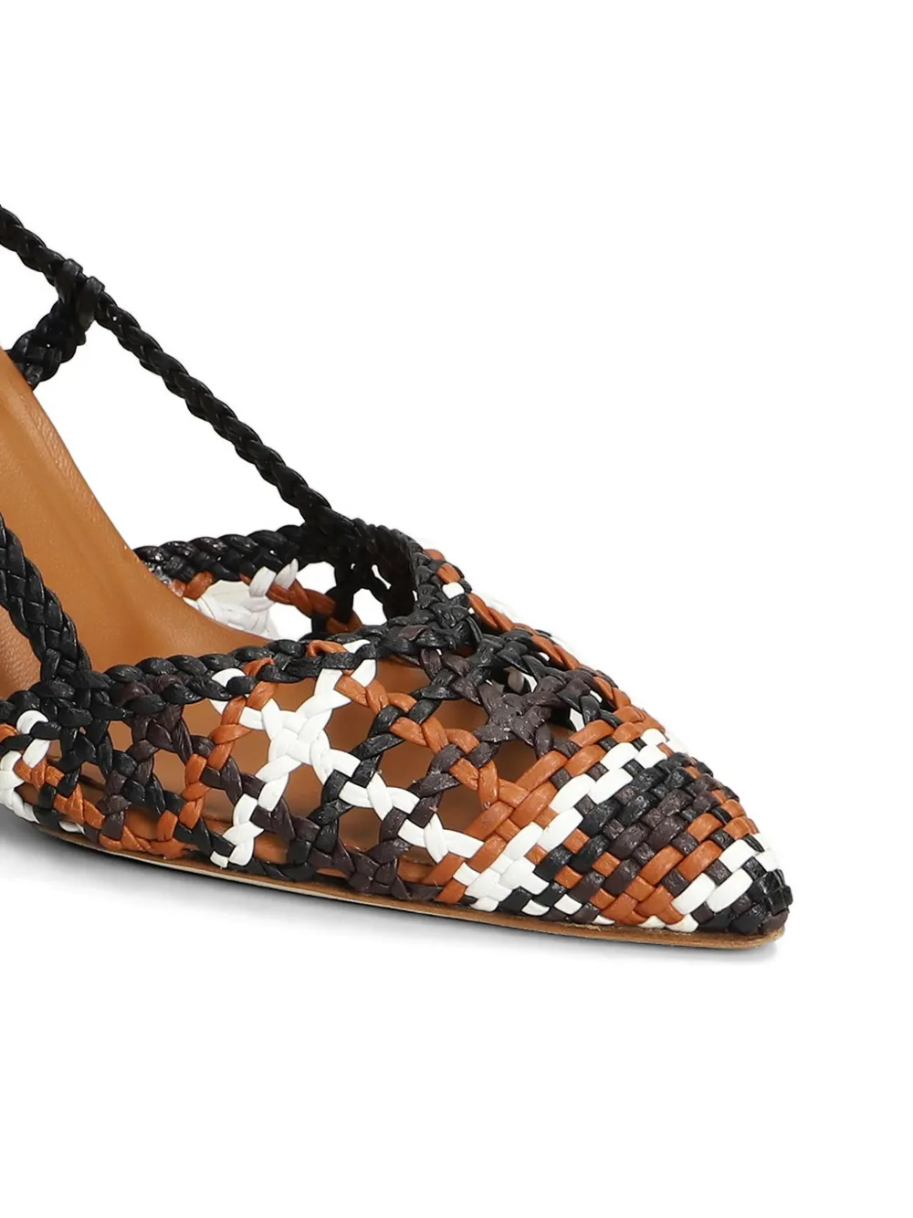 L Arianna Geweven leren slingback pumps Bruin