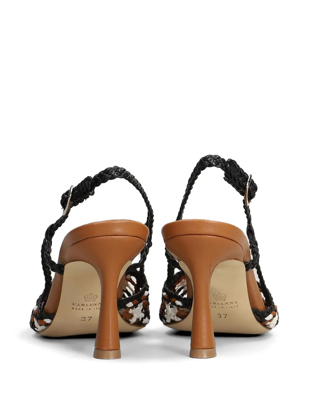 L Arianna Geweven leren slingback pumps Bruin
