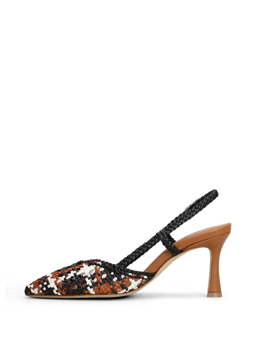 L Arianna Geweven leren slingback pumps Bruin