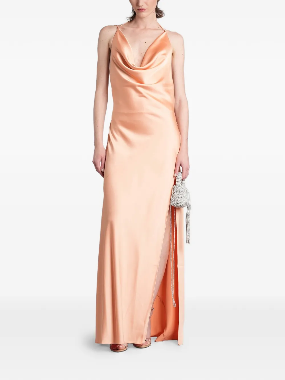 THE ANDAMANE cowl-neck backless maxi dress - Arancione