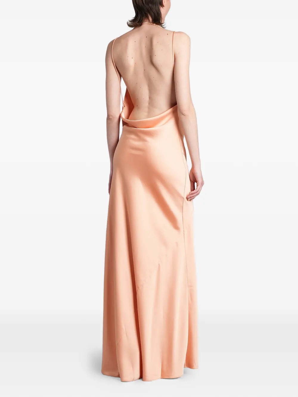 THE ANDAMANE Maxi-jurk met open rug en col Oranje