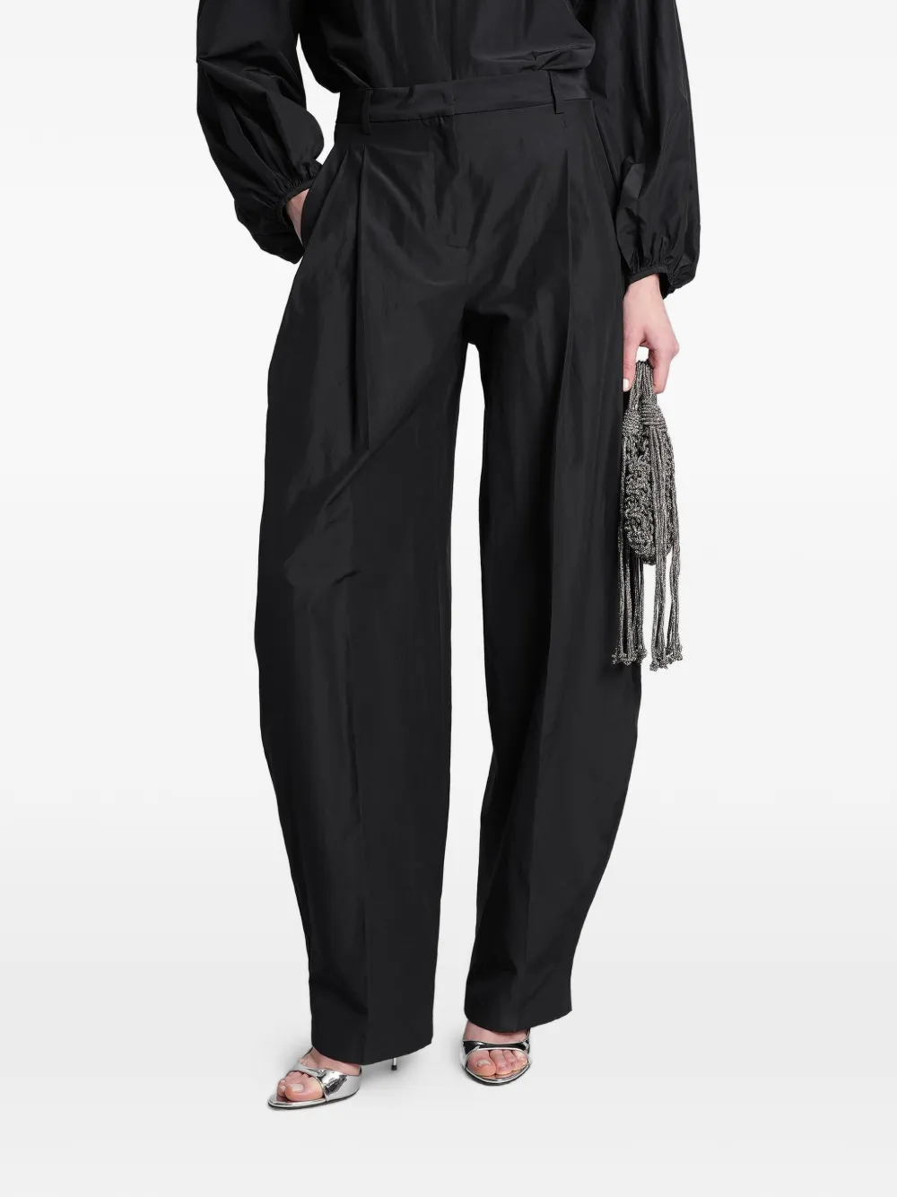 THE ANDAMANE Tracy Pants pleated wide-leg trousers - Nero