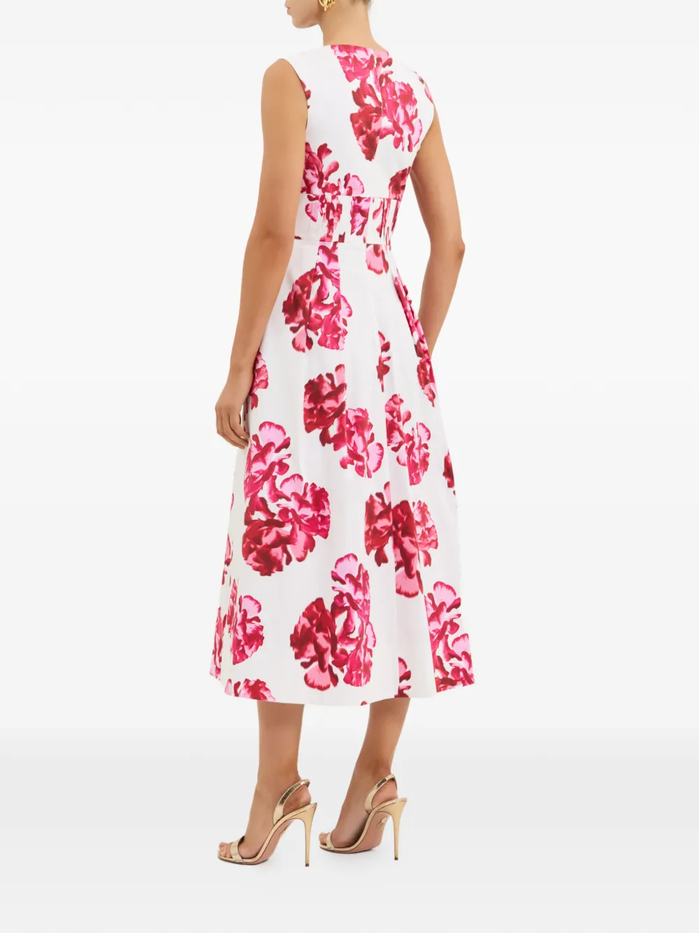 Rebecca Vallance Damask Rose midi-jurk met bloemenprint Wit