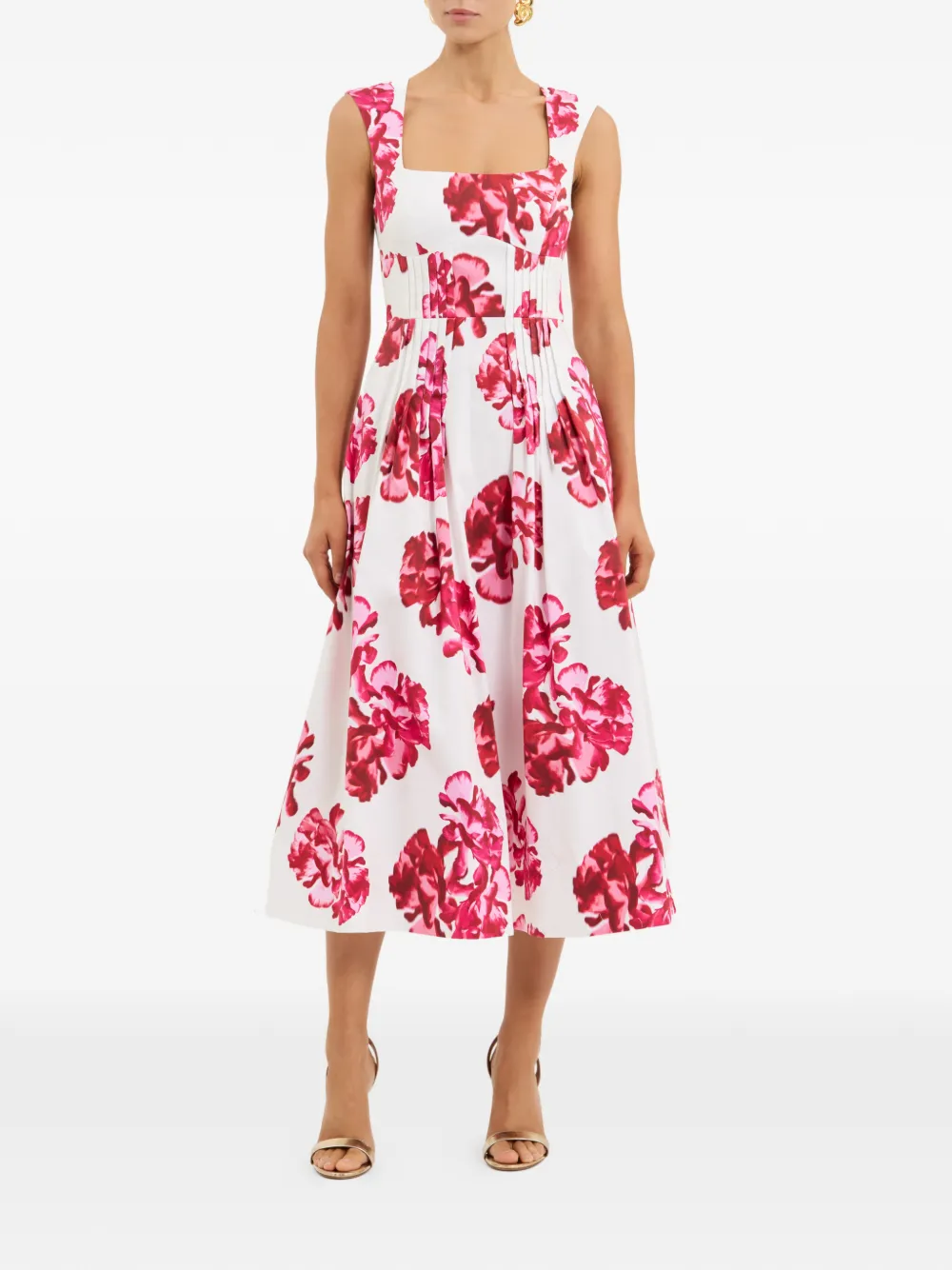 Rebecca Vallance Damask Rose Midikleid mit Blumen-Print - Weiß