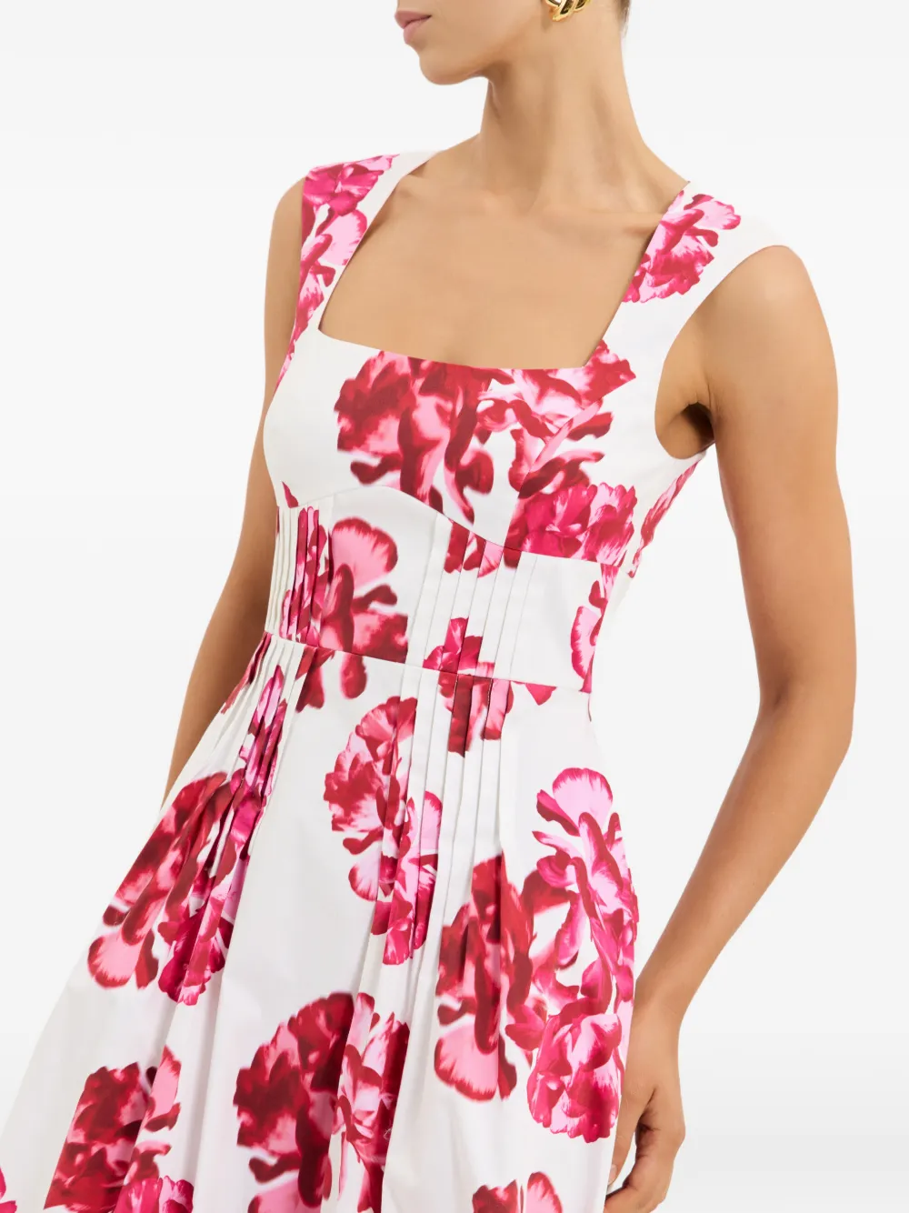 Rebecca Vallance Damask Rose midi-jurk met bloemenprint Wit