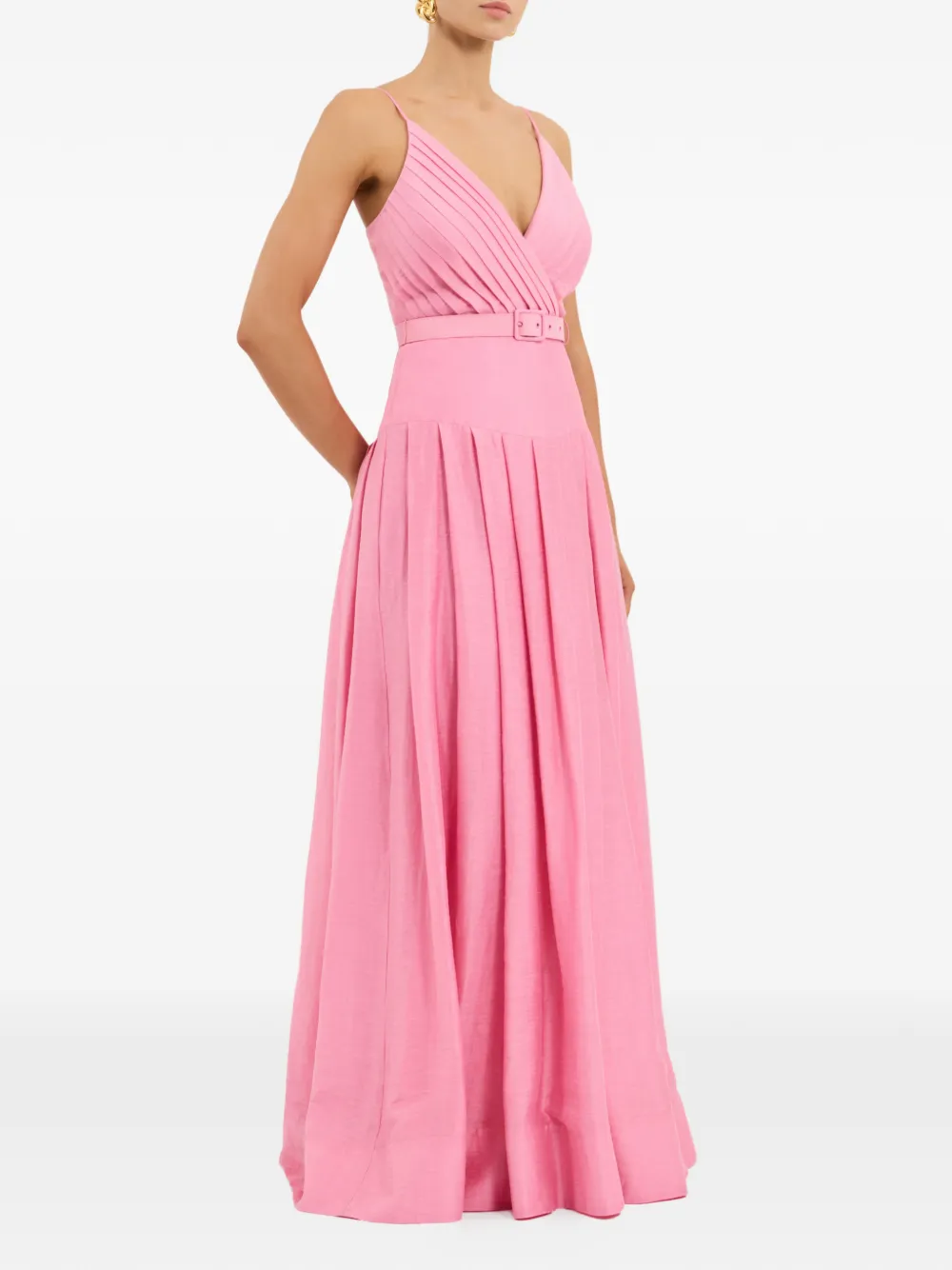 Rebecca Vallance Petalite geplooide jurk met ceintuur Roze