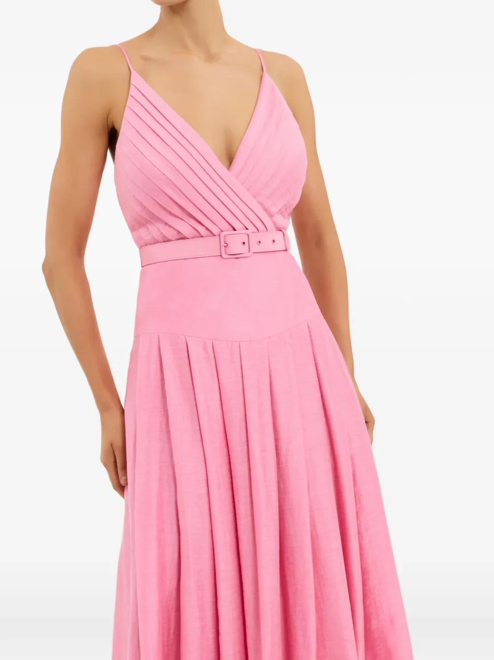 Rebecca Vallance Petalite geplooide jurk met ceintuur Roze