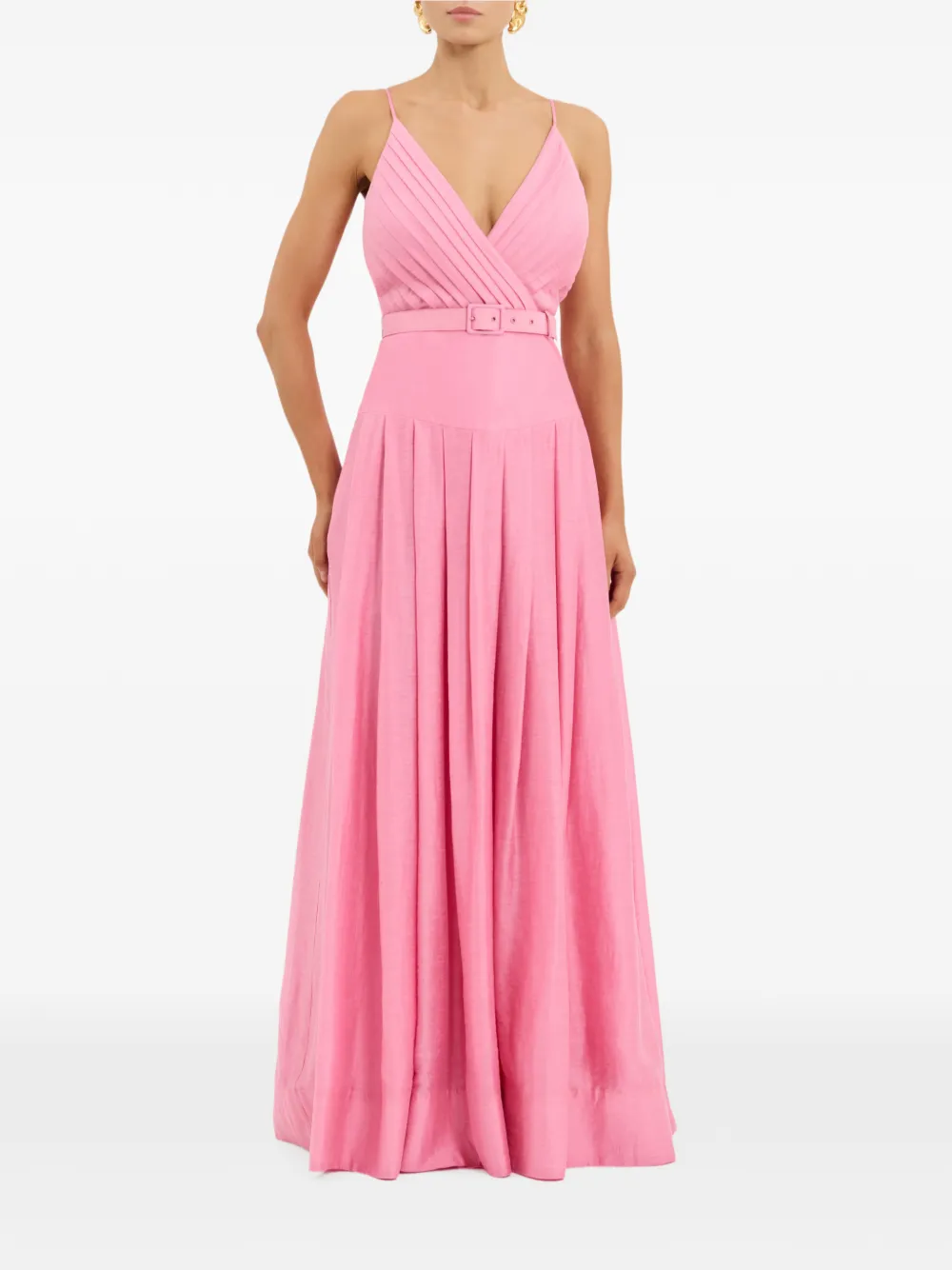 Rebecca Vallance Petalite geplooide jurk met ceintuur Roze