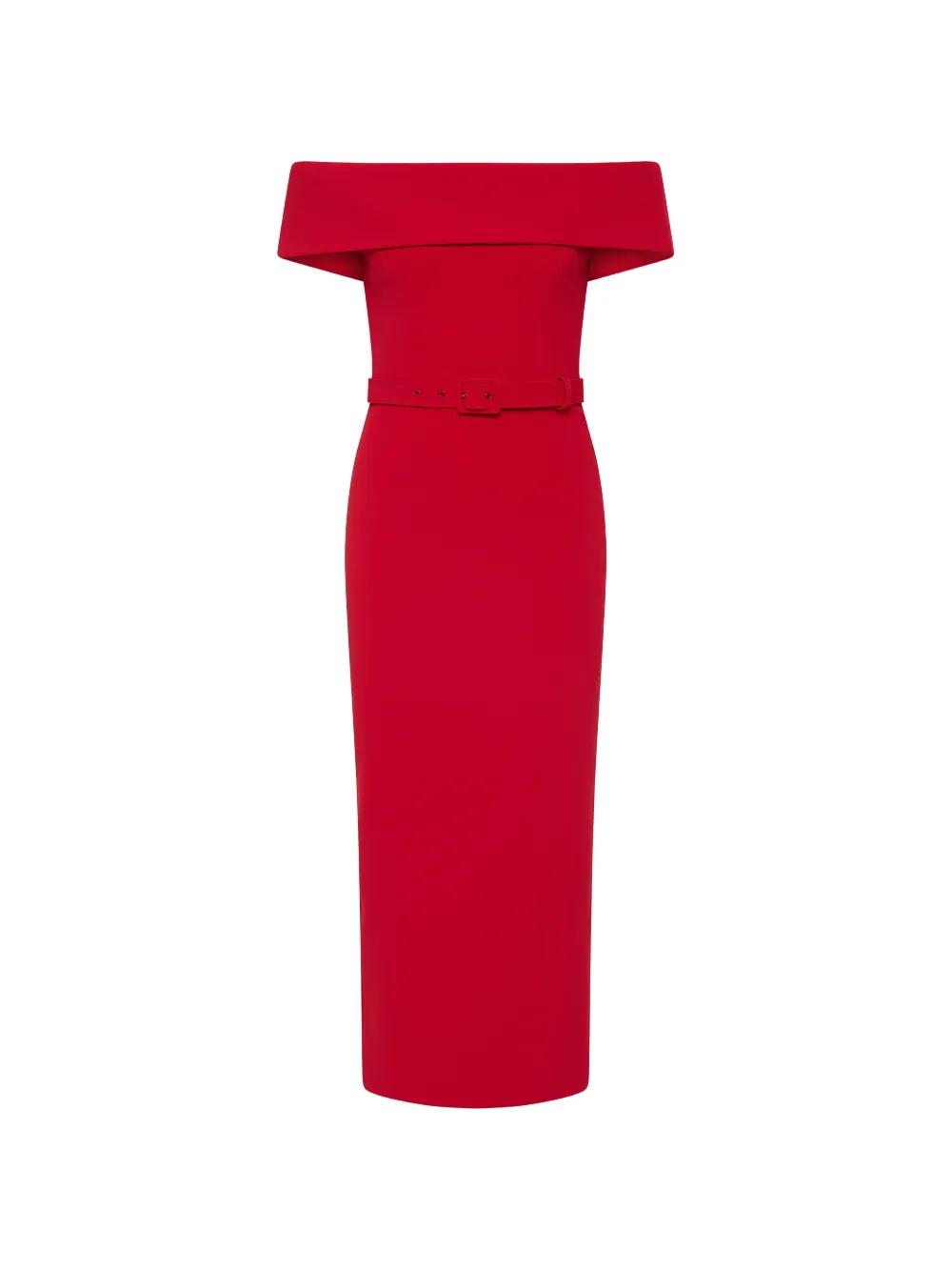 Rebecca Vallance Precious belted off-the-shoulder midi dress - Red