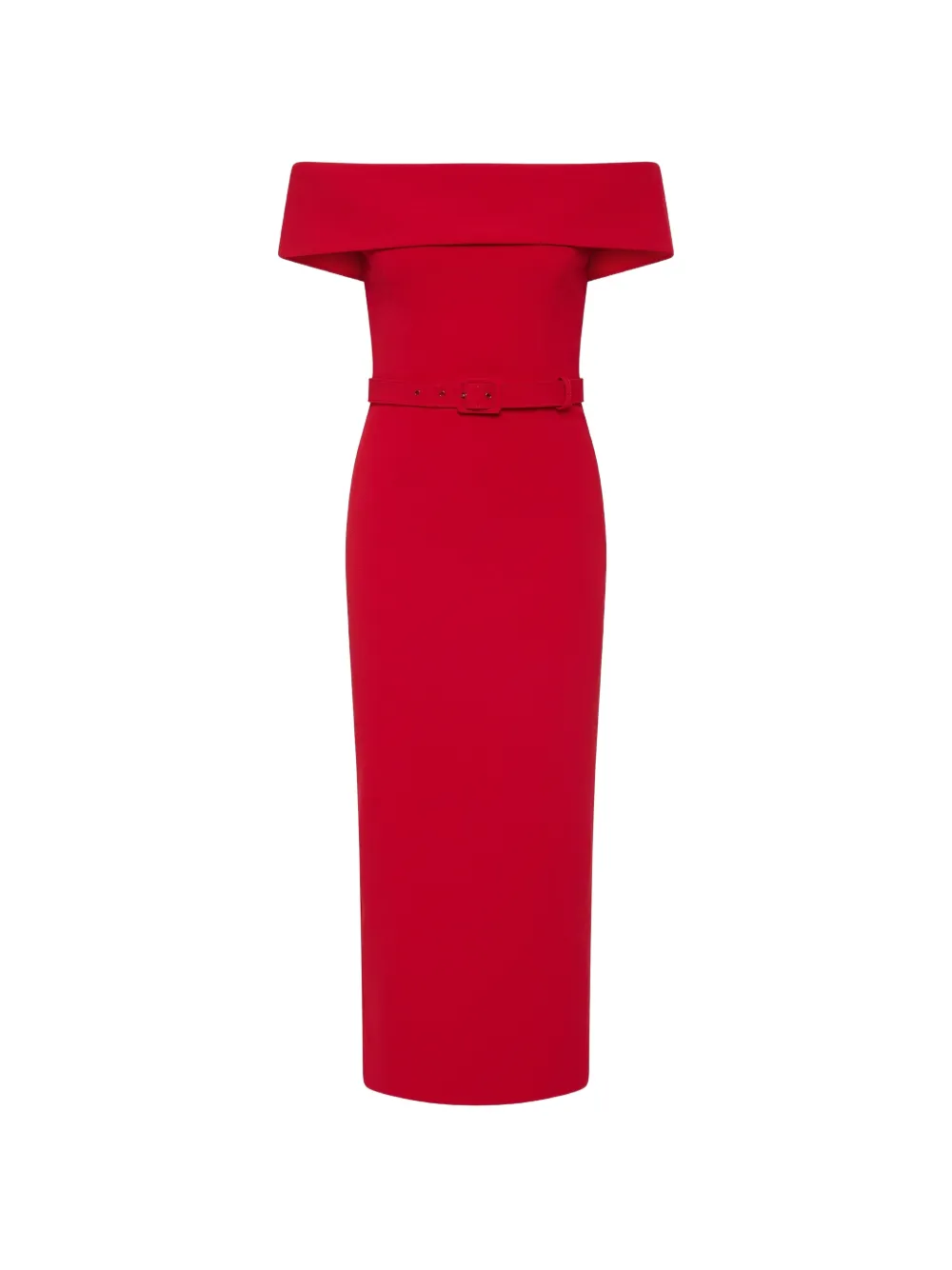 Rebecca Vallance Precious belted off-the-shoulder midi dress - Red